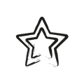 A black and white drawing of two stars on a white background.
