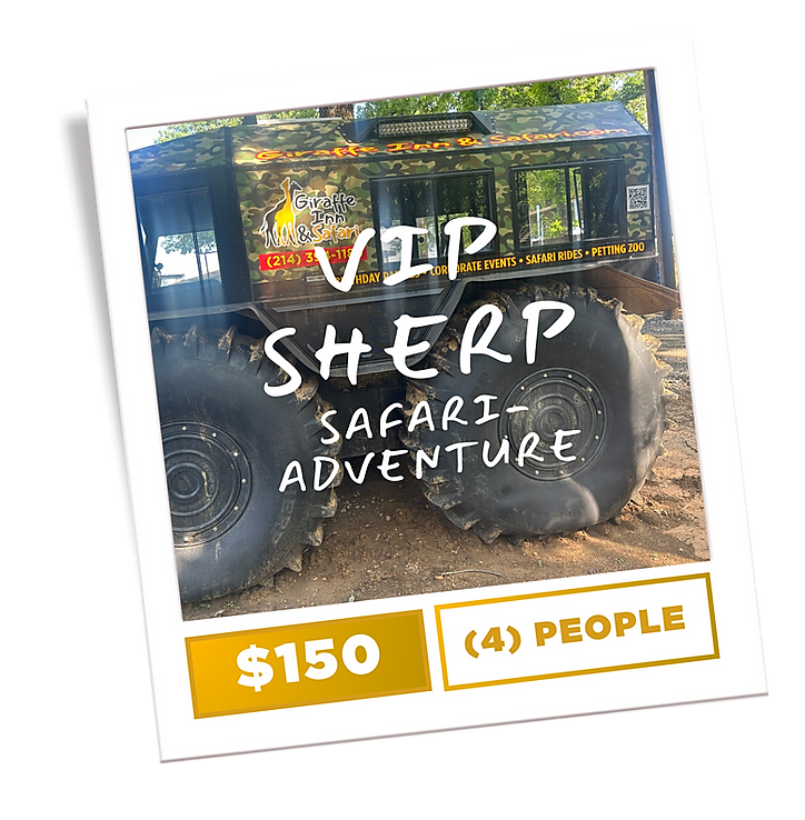 A picture of a vehicle that says vip sherp safari adventure