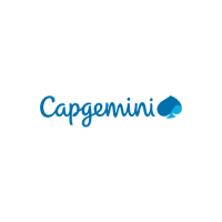 A blue logo for capgemini with a blue spade on a white background.