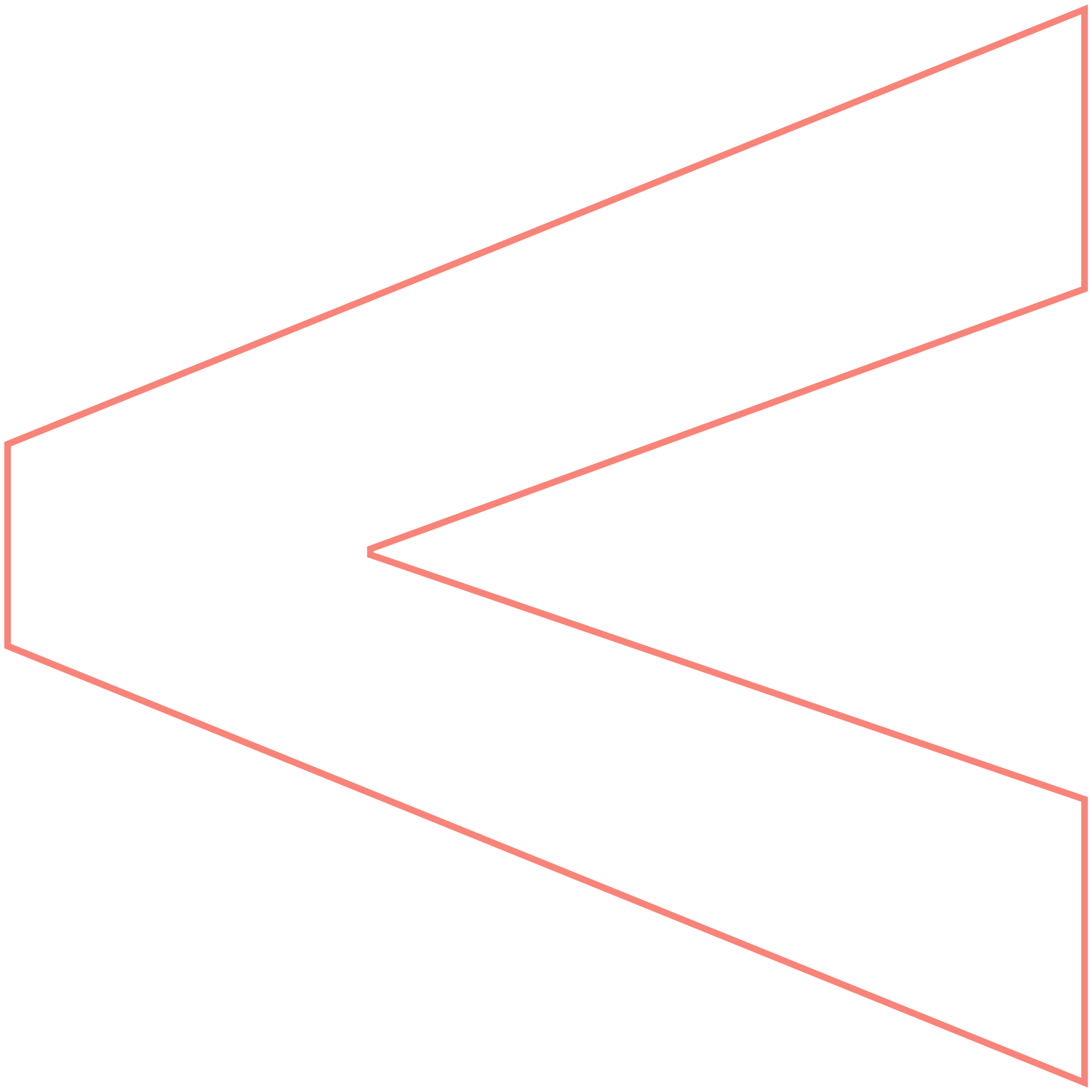 A red line drawing of a triangle on a white background.