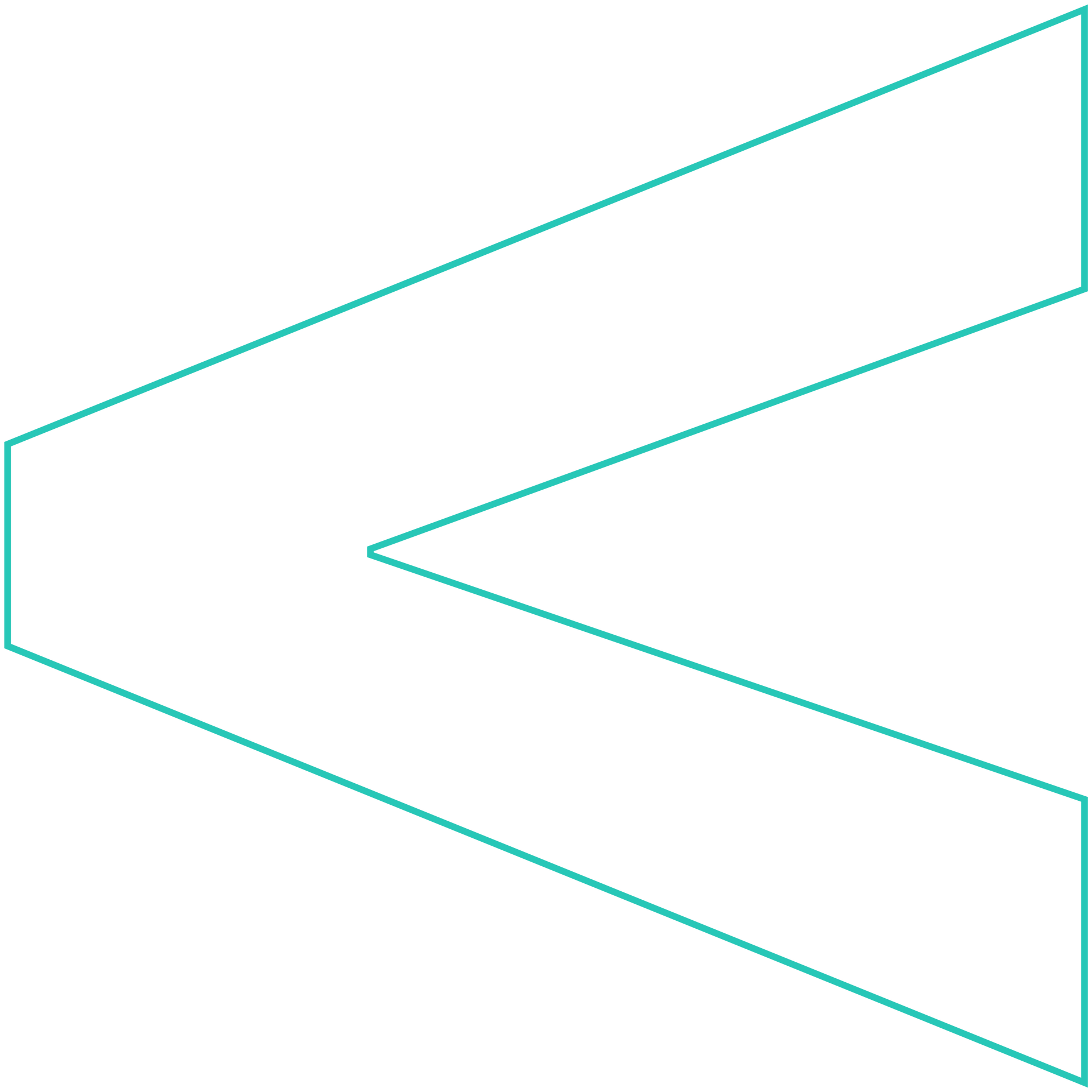 A green line drawing of a triangle on a white background.