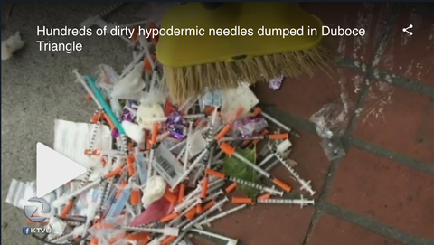 Hundreds of dirty hypodermic needles dumped