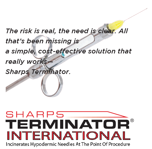The risk is real, the need is clear. All that has been missing is a simple, cost effective solution that really works Sharps Terminator®