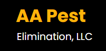 The logo for aa pest elimination llc is yellow and white on a black background.