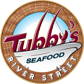 a logo for tubby 's river street seafood