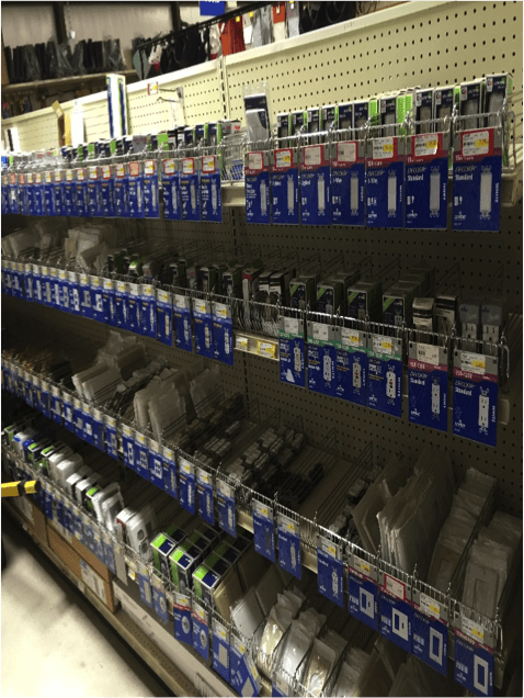 Our hardware store's selection of electrical supplies
