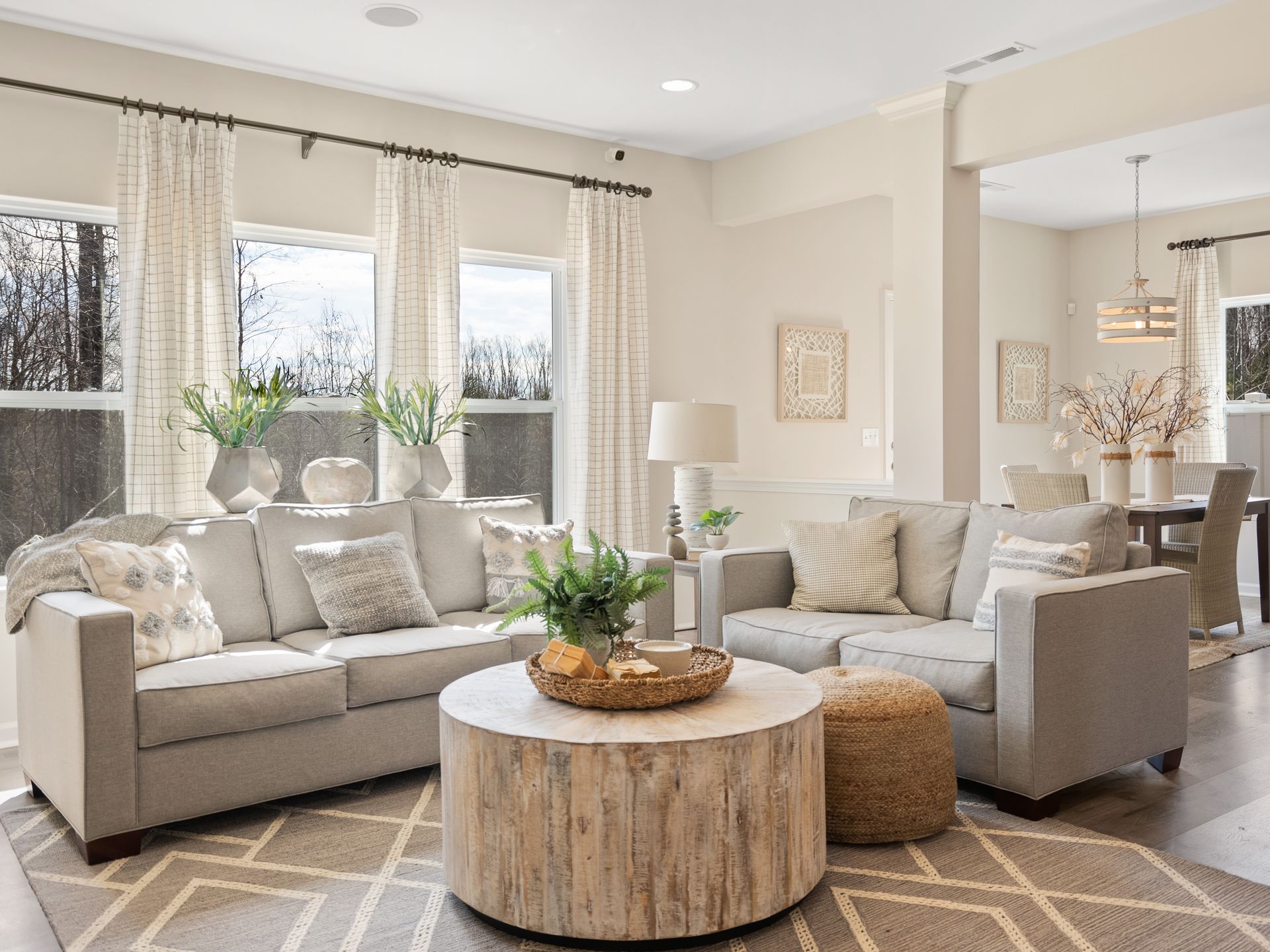 A living room with two couches and a coffee table.
