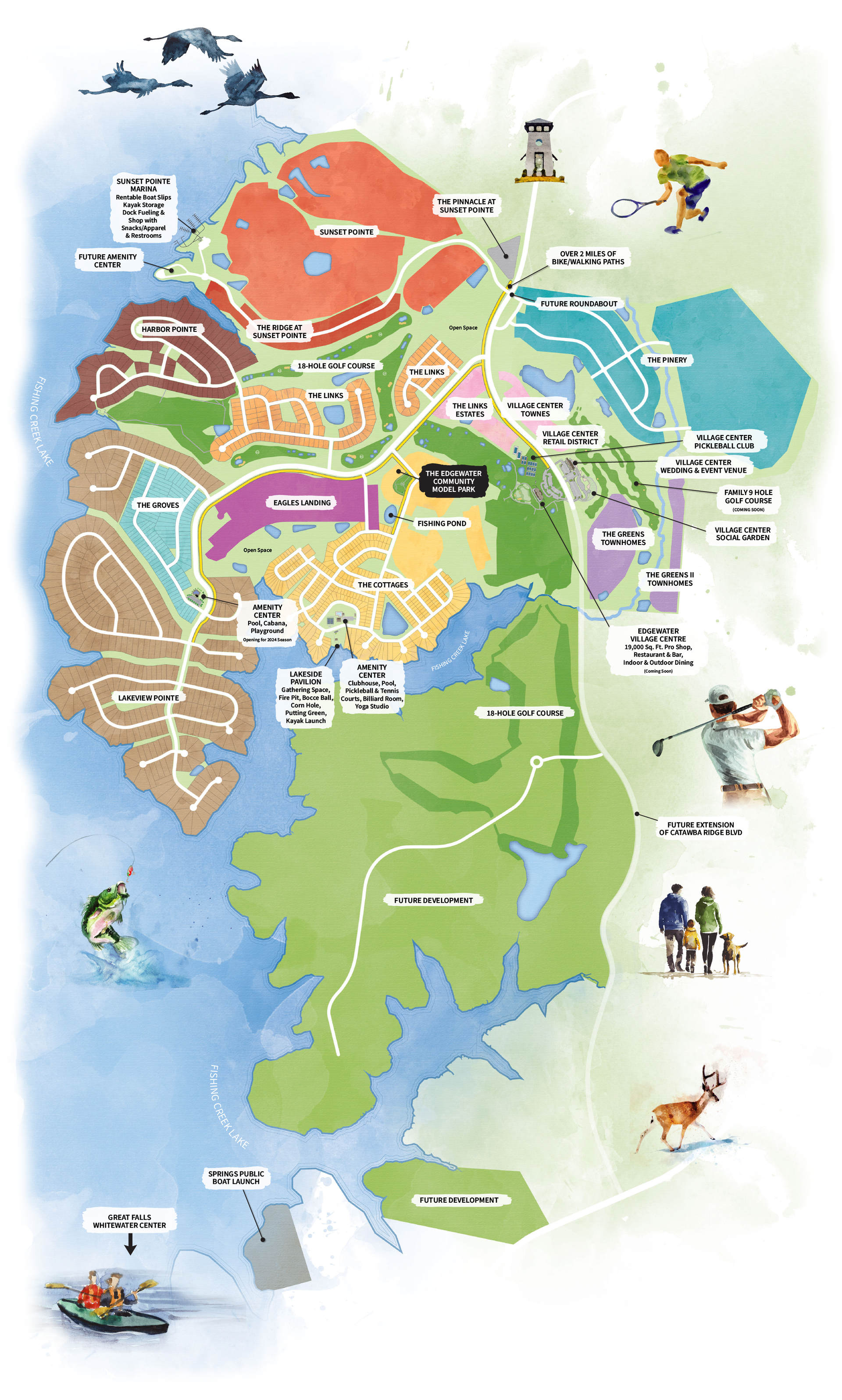 a map of a community with a lot of different activities on it