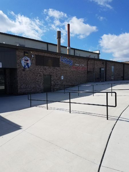 Brick building with a ramp