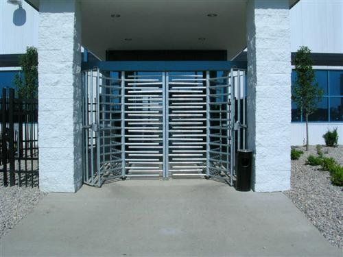 Turnstile entrance to a building