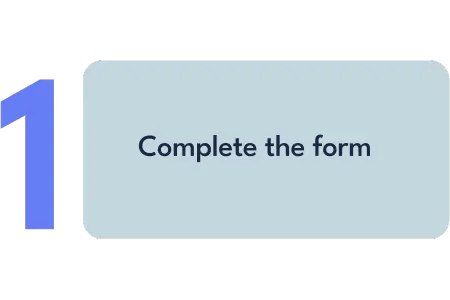 A blue button with the words `` complete the form '' on it.