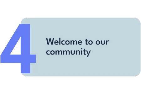 A blue sign that says `` welcome to our community ''