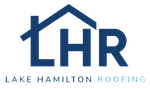 Logo for Lake Hamilton Roofing: Blue house icons above blue curved lines, with text "Lake Hamilton Roofing."