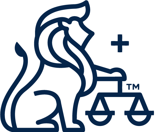 A line drawing of a lion sitting on top of a scale.