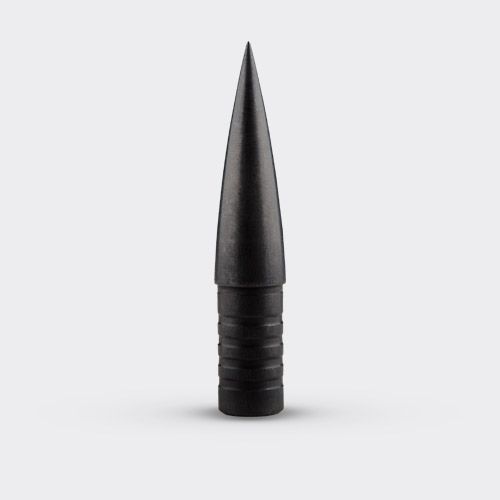Ballistic point made from pre-hardened steel with a black oxide finish
