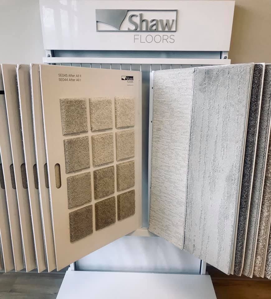 A display of shaw floors carpets and tiles