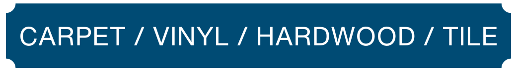 A blue sign that says carpet / vinyl / hardwood / tile