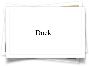 A white card with the word dock on it