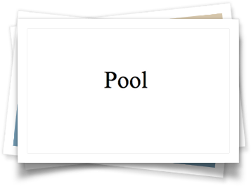 A white card with the word pool on it