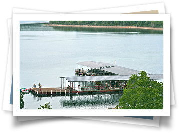 A picture of a boat dock on a lake