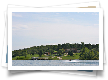 A person is riding a jet ski on a lake