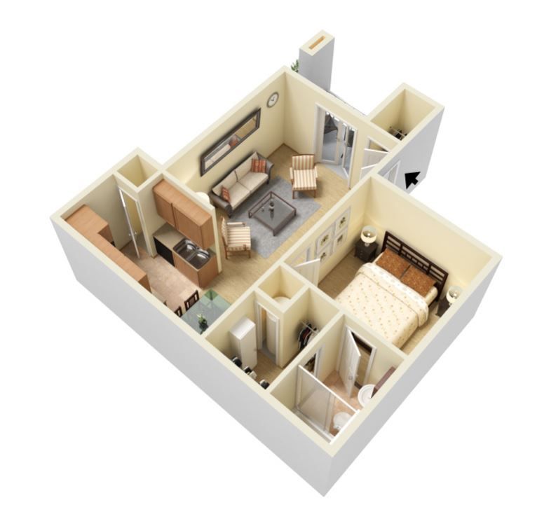 1 Bed | 1 Bath floorplan 2