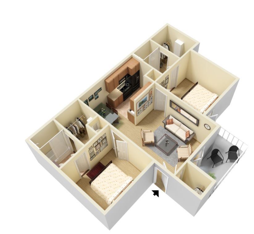 2 Bed | 1 Bath floorplan