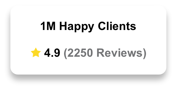 1M happy clients with a 4.9-star rating from 2250 reviews.