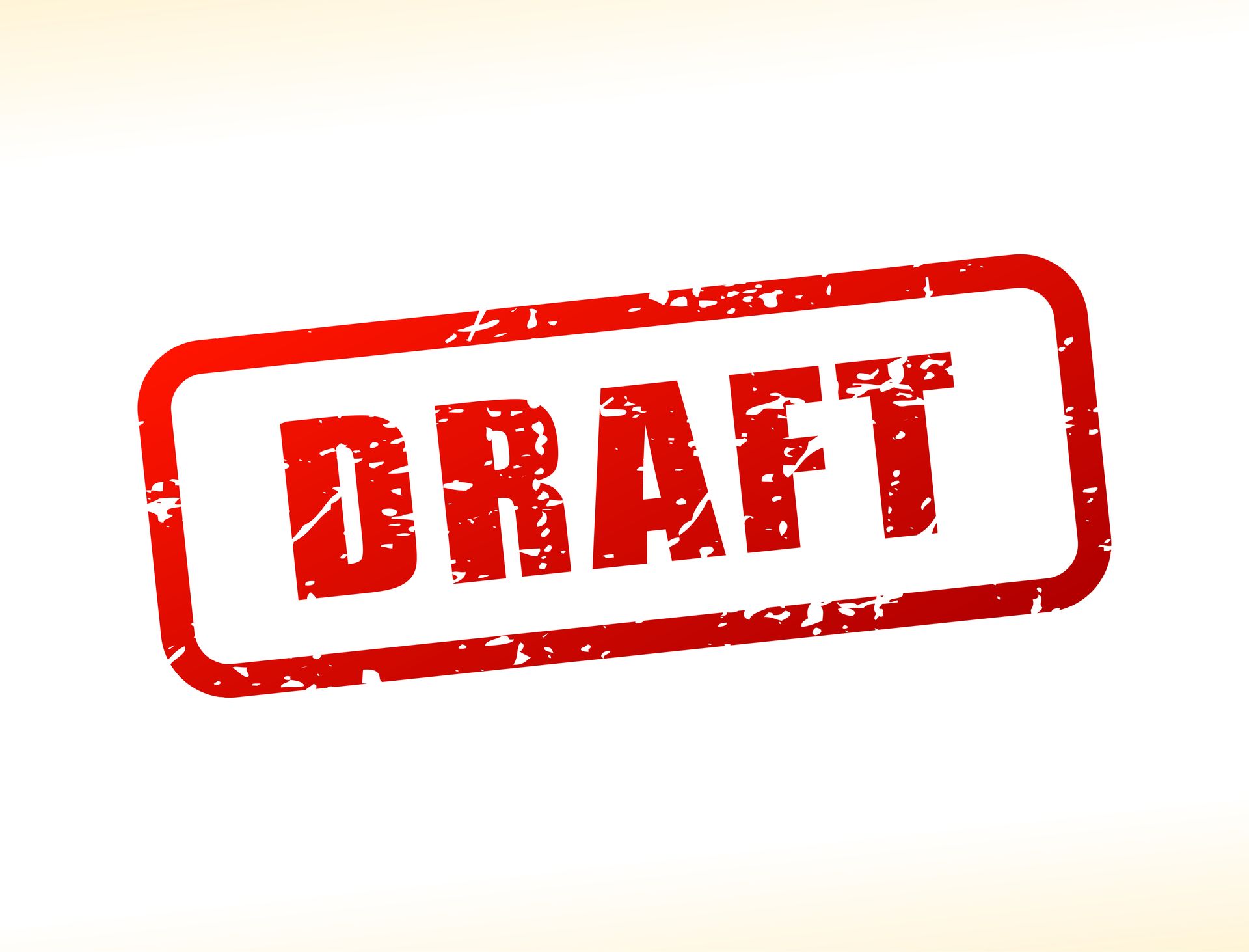 A red stamp that says draft on a white background