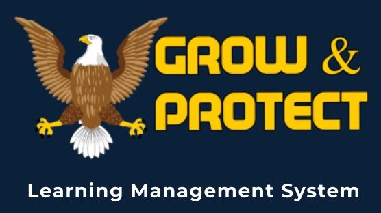 A logo for grow and protect learning management system