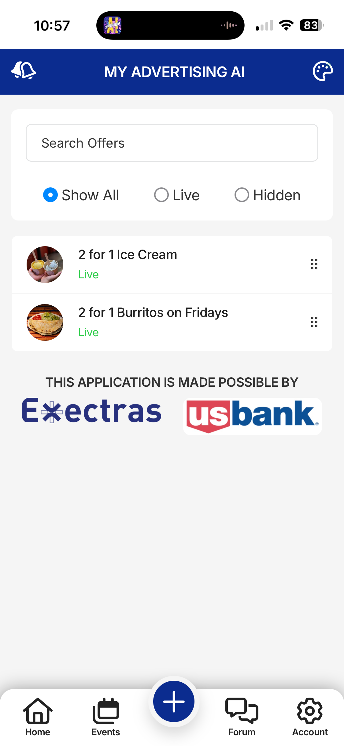 Mobile app interface with