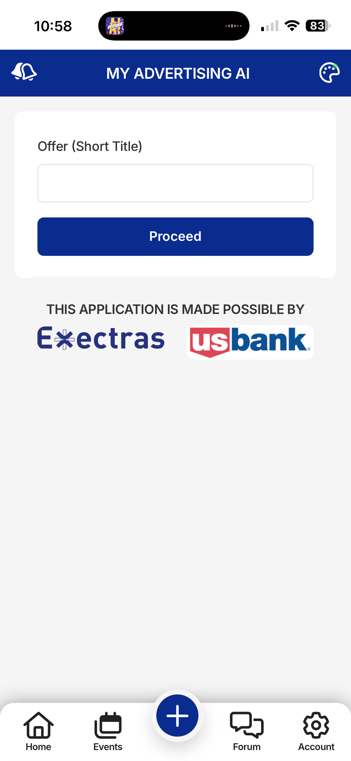 Mobile app login screen: