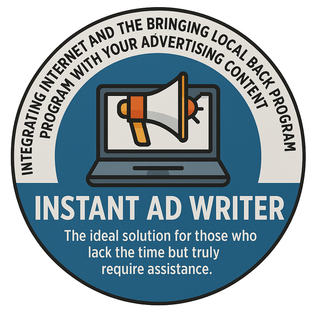 A sticker that says instant ad writer on it