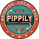 Circular logo: "Pippily" in bold, with "Bringing Local Back". Vintage design, orange, teal, black, white.