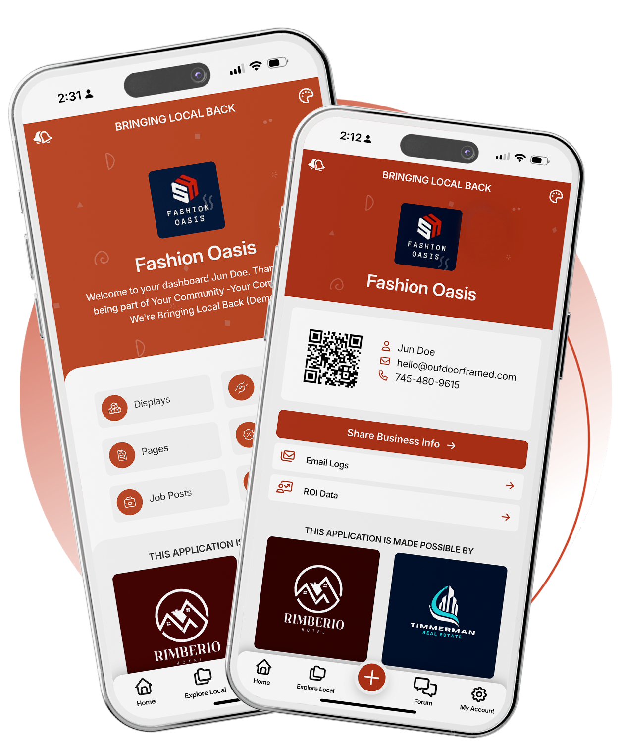 Two smartphones display a fashion app called