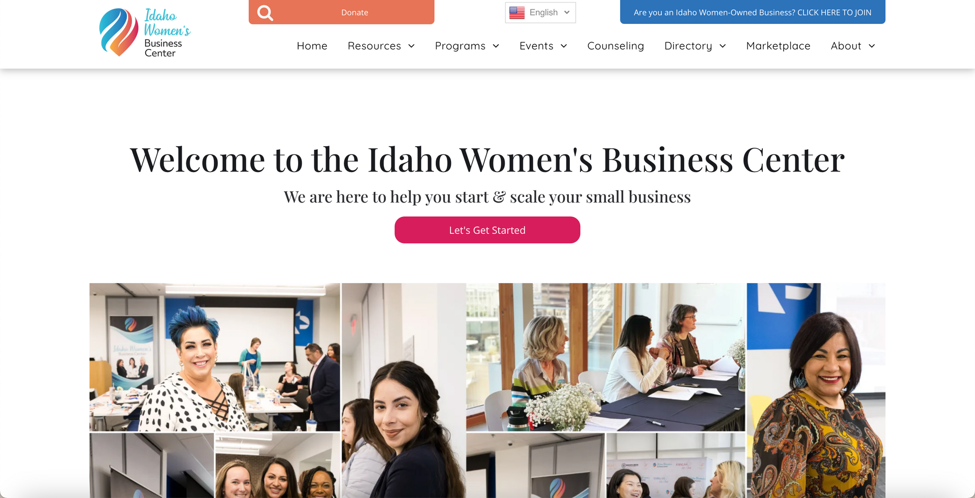 Pippily women's business center website example