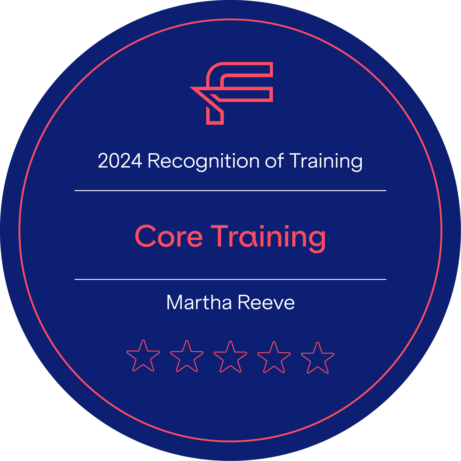 A blue circle with the words `` core training '' on it.