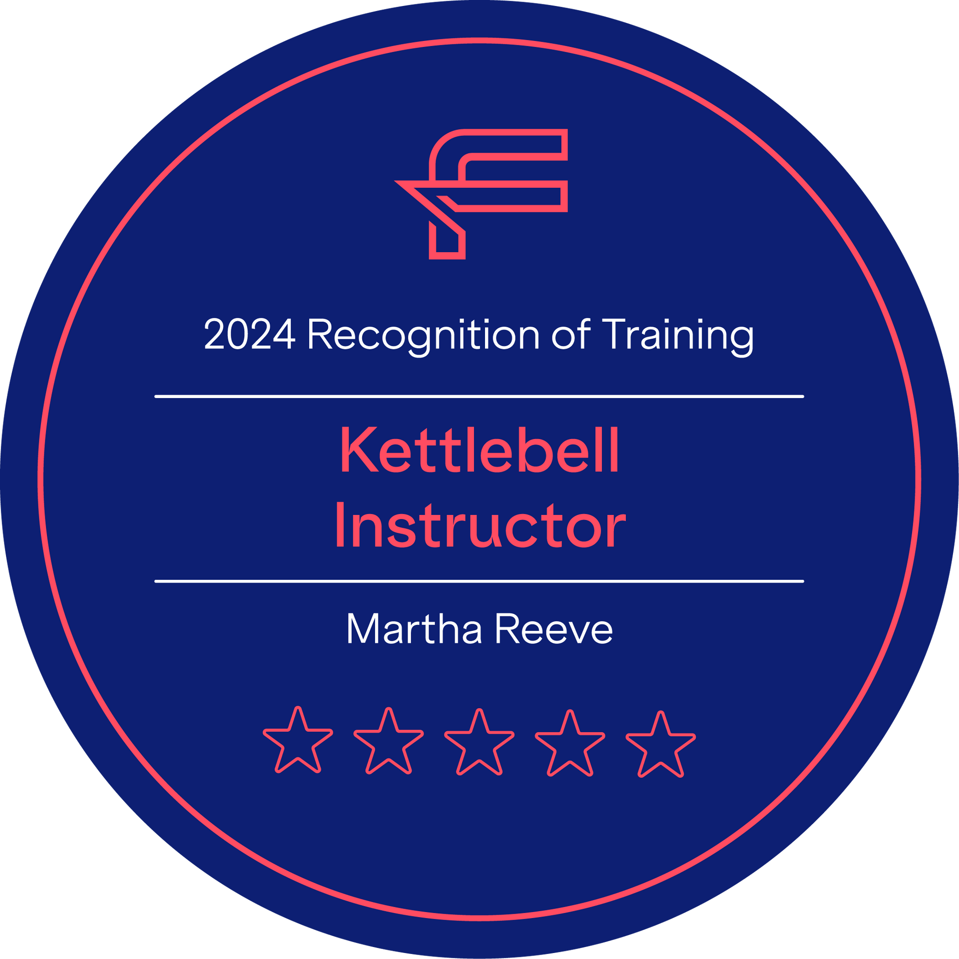 A blue circle with the words `` recognition of training kettlebell instructor '' on it.