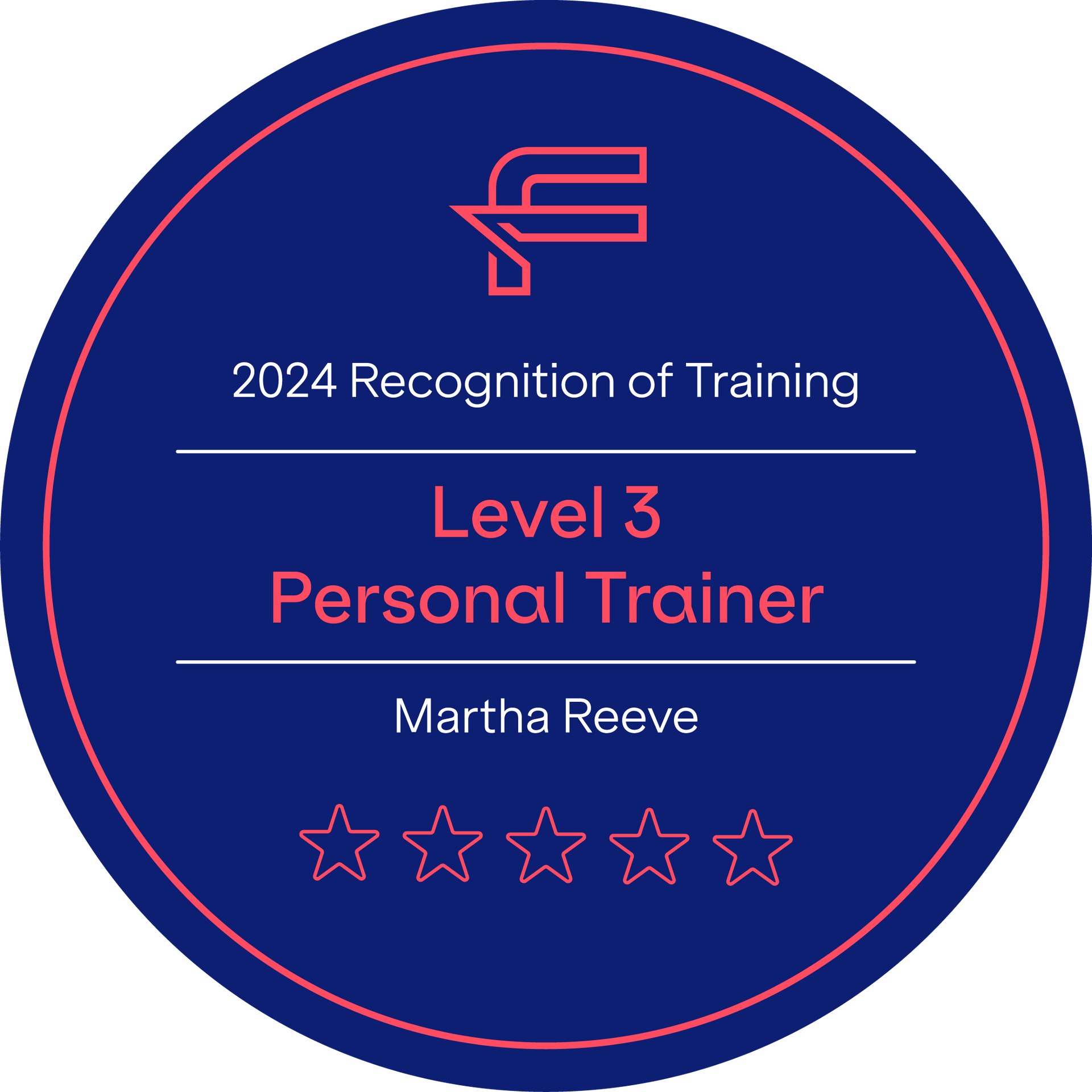 A blue circle with the words `` level 3 personal trainer '' on it.