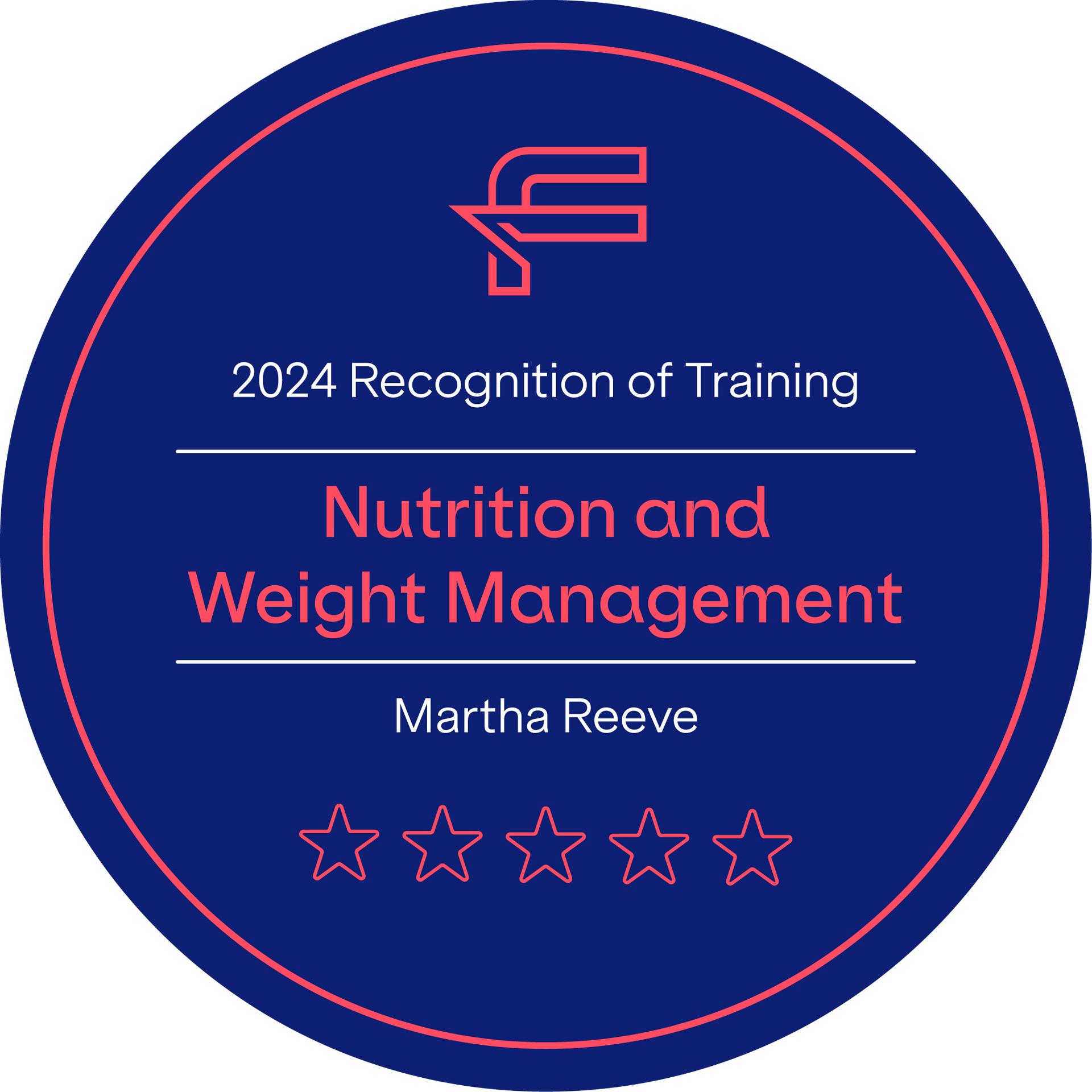 A blue circle with the words `` recognition of training nutrition and weight management '' on it.