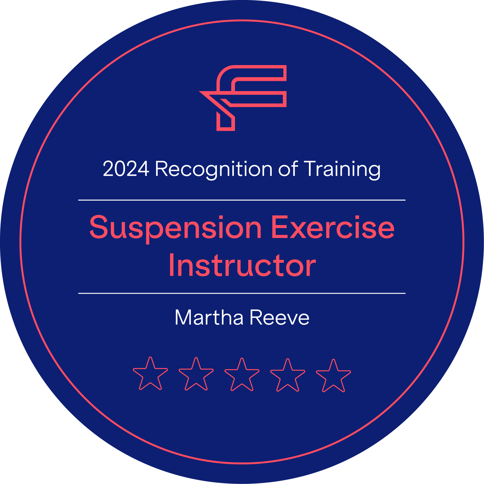 A blue circle with the words `` suspension exercise instructor '' on it.