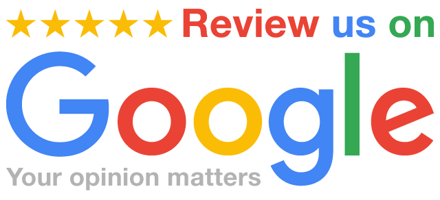 Five yellow stars above the Google logo with the text 