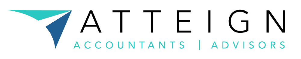 Logo of Atteign Accountants | Advisors with a triangular geometric shape.