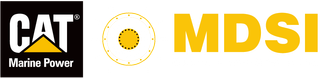 A cat marine power logo and a mdsi logo on a white background.