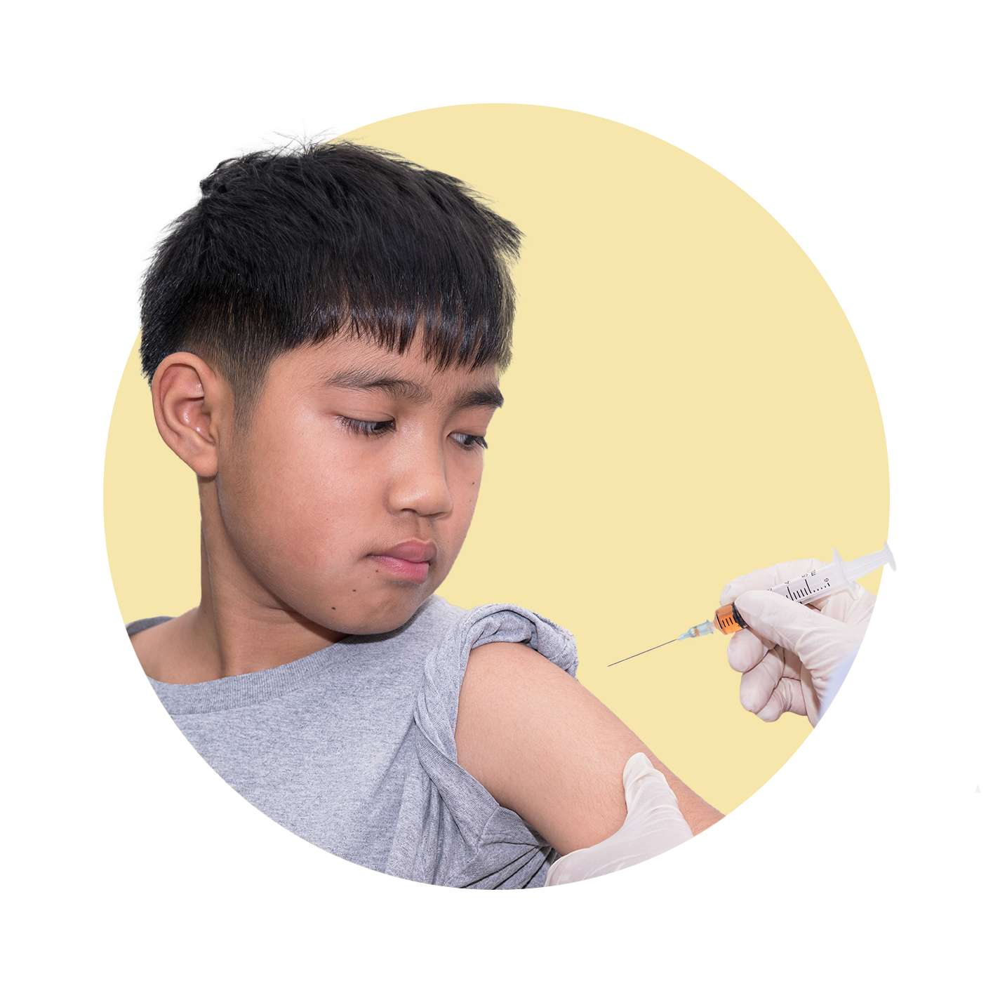 Young boy receiving an immunisation