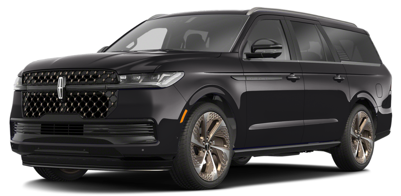 A black lincoln navigator is shown on a white background.