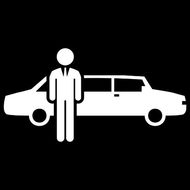 A white icon of a truck with a shadow on a white background.