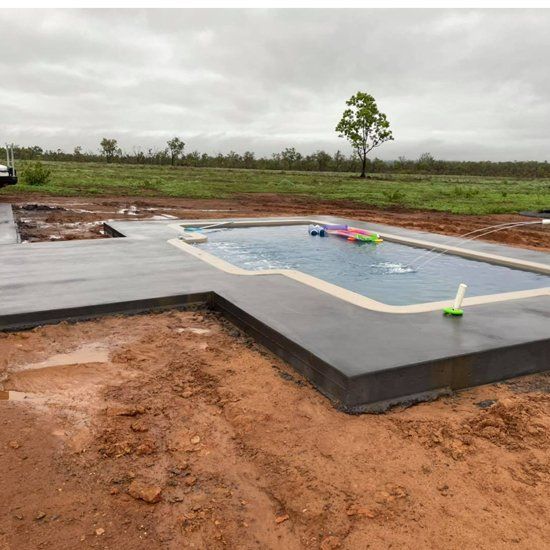 Freshly Concreted Pool Area — Mobcon Construction in Berry Springs, NT