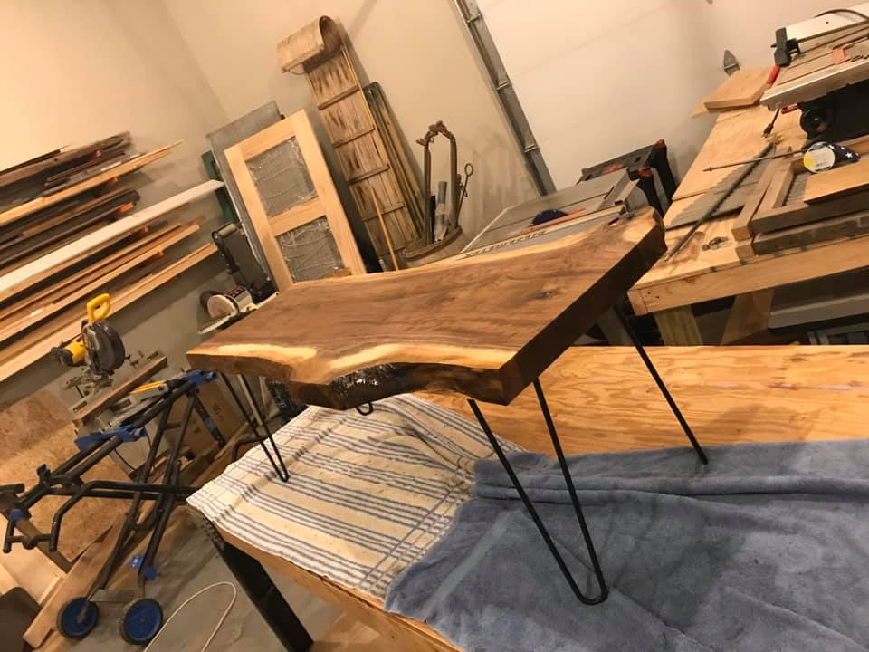 table made from live edge wood
