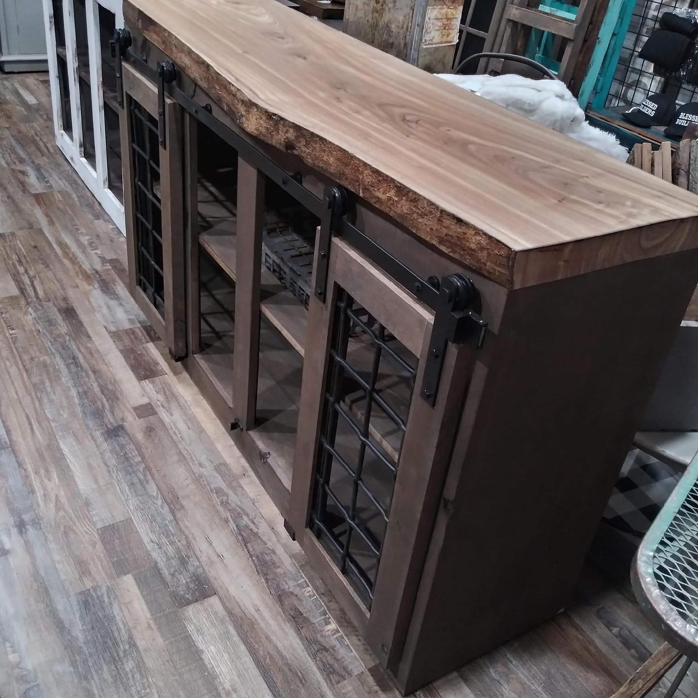wood slab entertainment center